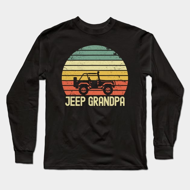 Jeep Grandpa Vintage Jeep Retro Jeep Sunset Jeep Jeep Papa Jeep Men Long Sleeve T-Shirt by Liza Canida